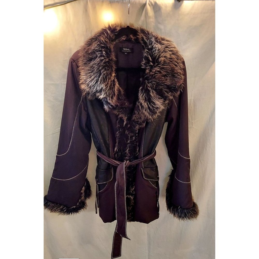 TRIBAL-Black Parks Size 12 with fur collar and edges